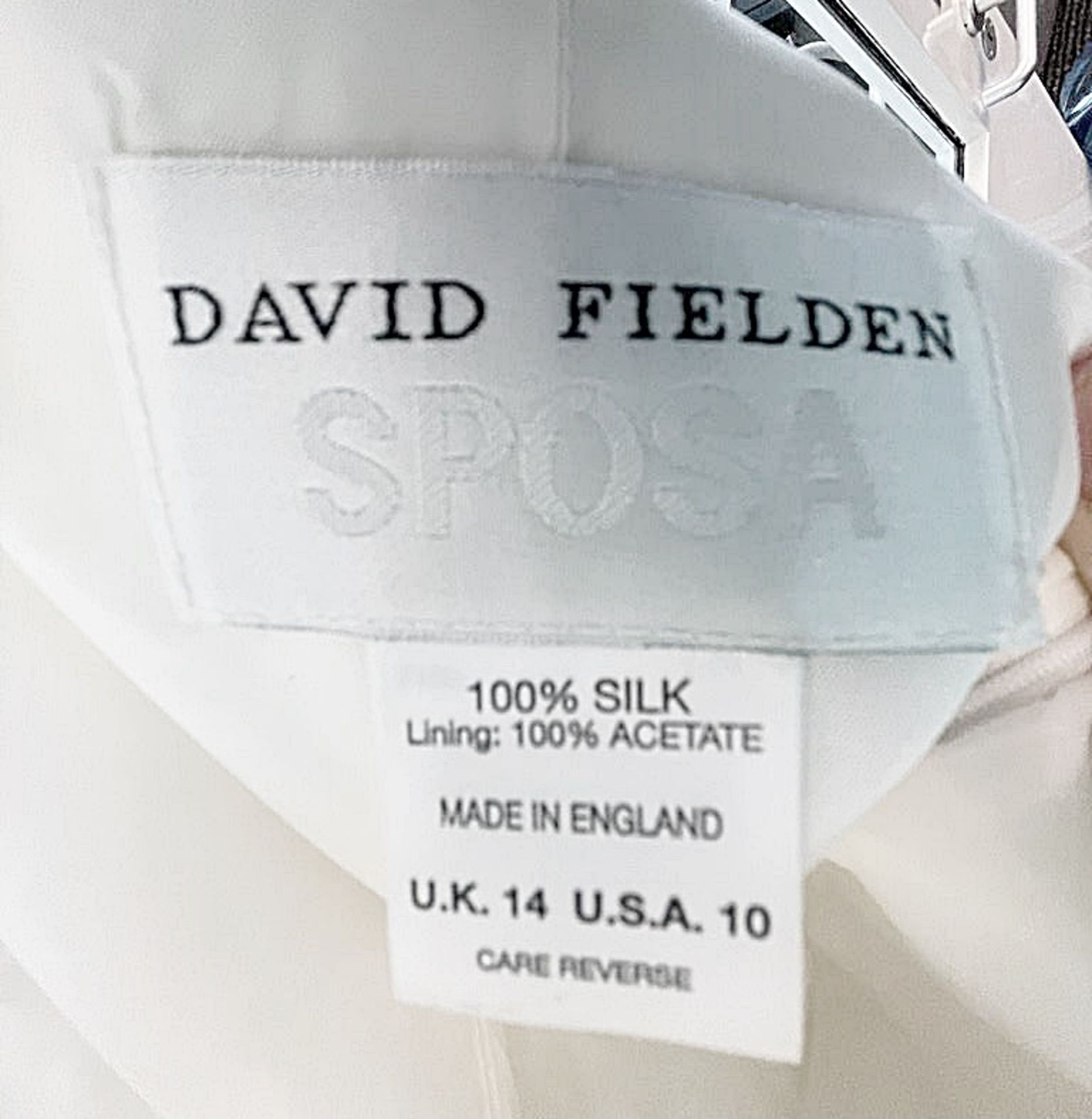 1 x DAVID FIELDEN Designer Silk Strapless Grecian-style Column Wedding Dress Bridal Gown, With - Image 6 of 8