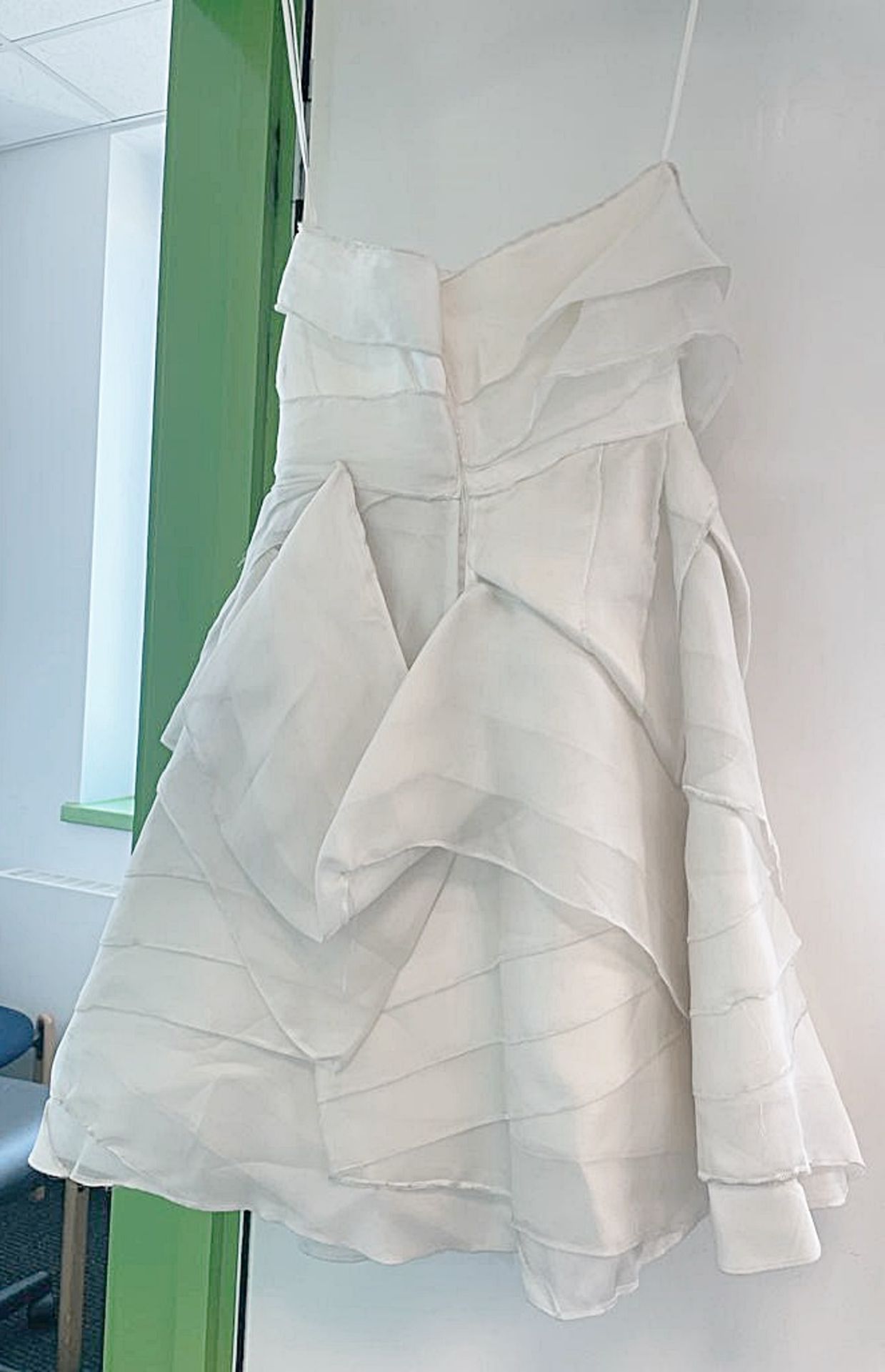 1 x DAVID FIELDEN Strapless Short 100% Silk Waterfall Designer Wedding Dress Bridal Gown - Image 6 of 6