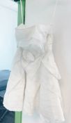 1 x DAVID FIELDEN Strapless Short 100% Silk Waterfall Designer Wedding Dress Bridal Gown