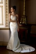 1 x ALAN HANNAH 'Savannah' Exquisitely Elegant Designer Column Wedding Dress Bridal Gown, In