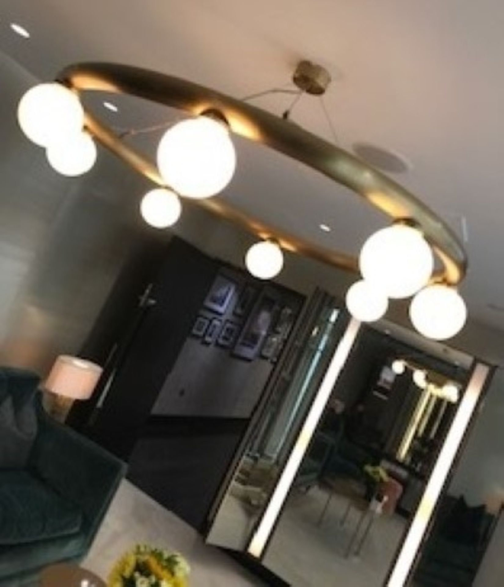 1 x Huge Luxury Statement Circular 8-Light Chandelier In Brass With Opal Shades - Price £3,540 - Image 8 of 10