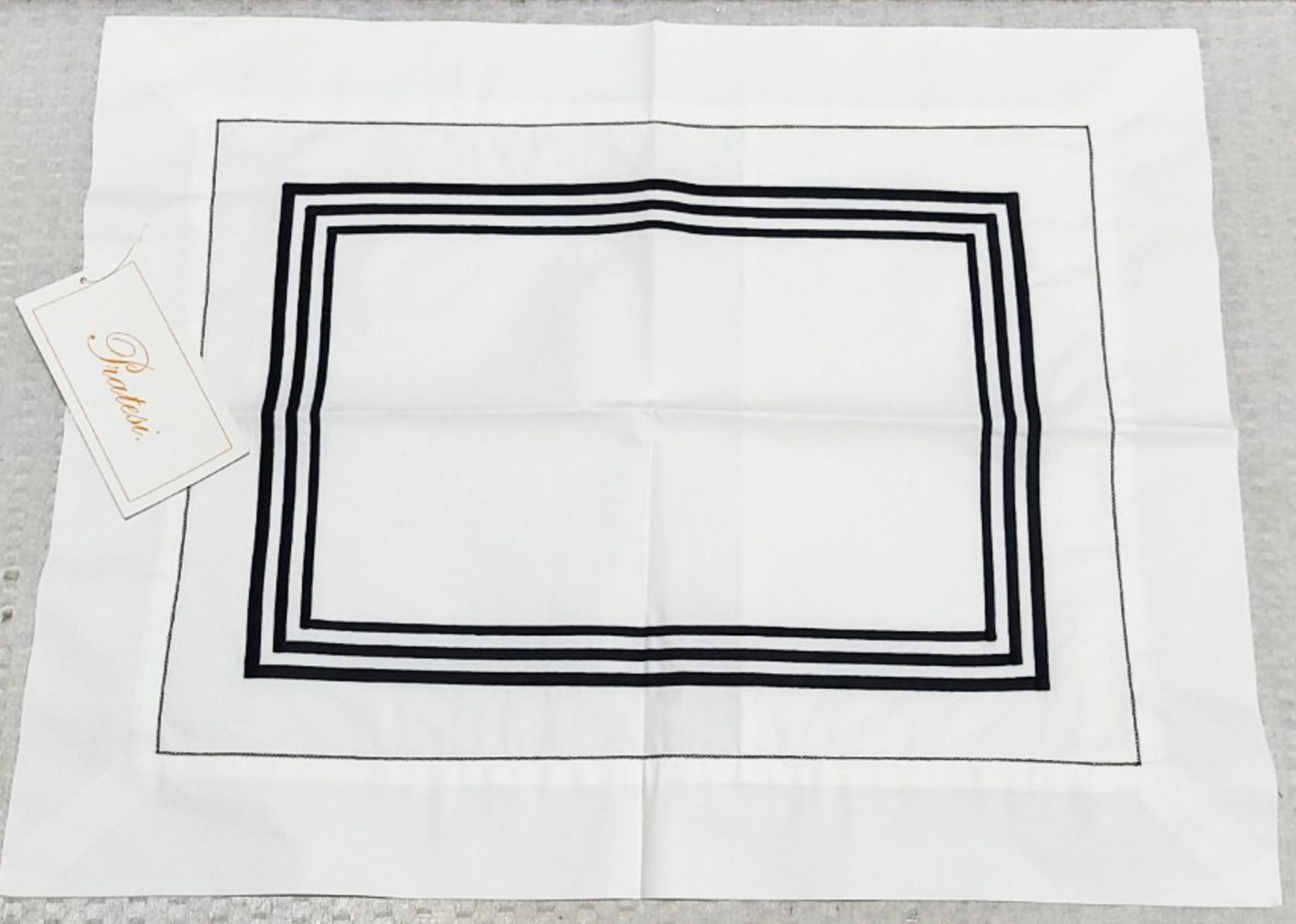 Set Of 2 x PRATESI Tre Riche 3 Lines Black Embroidered Angel Skin Sham 30x40cm - Image 2 of 4