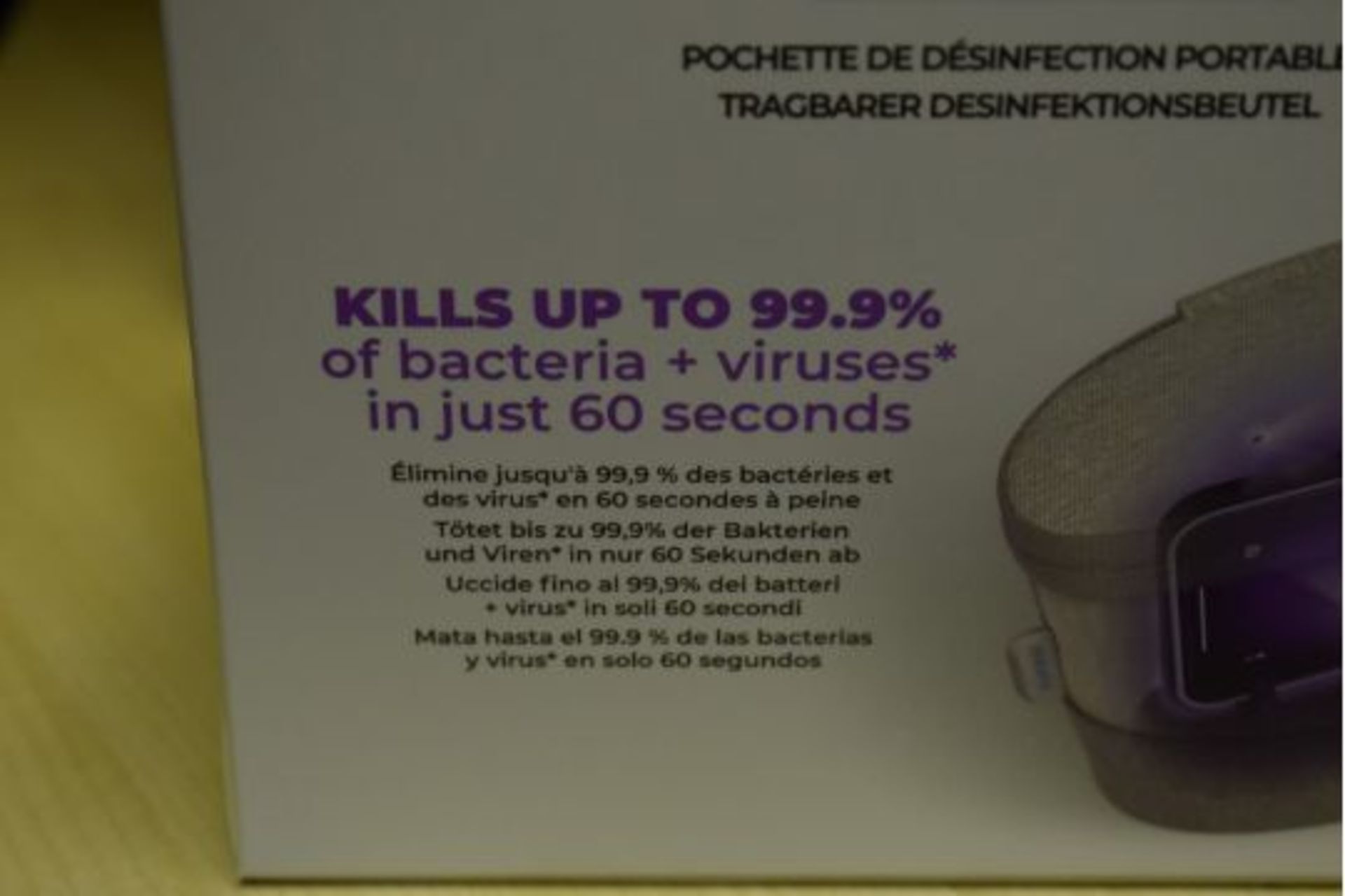 1 x Homedics UV Clean Portable Sanitiser Bag - Kills Upto 99.9% of Bacteria & Viruses in Just 60 - Image 3 of 24