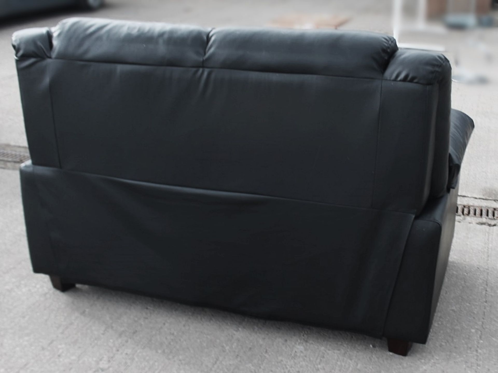 1 x 2-Seater Sofa, Upholstered In A Premium Black Faux Leather - From An Exclusive Property - NO VAT - Image 3 of 4
