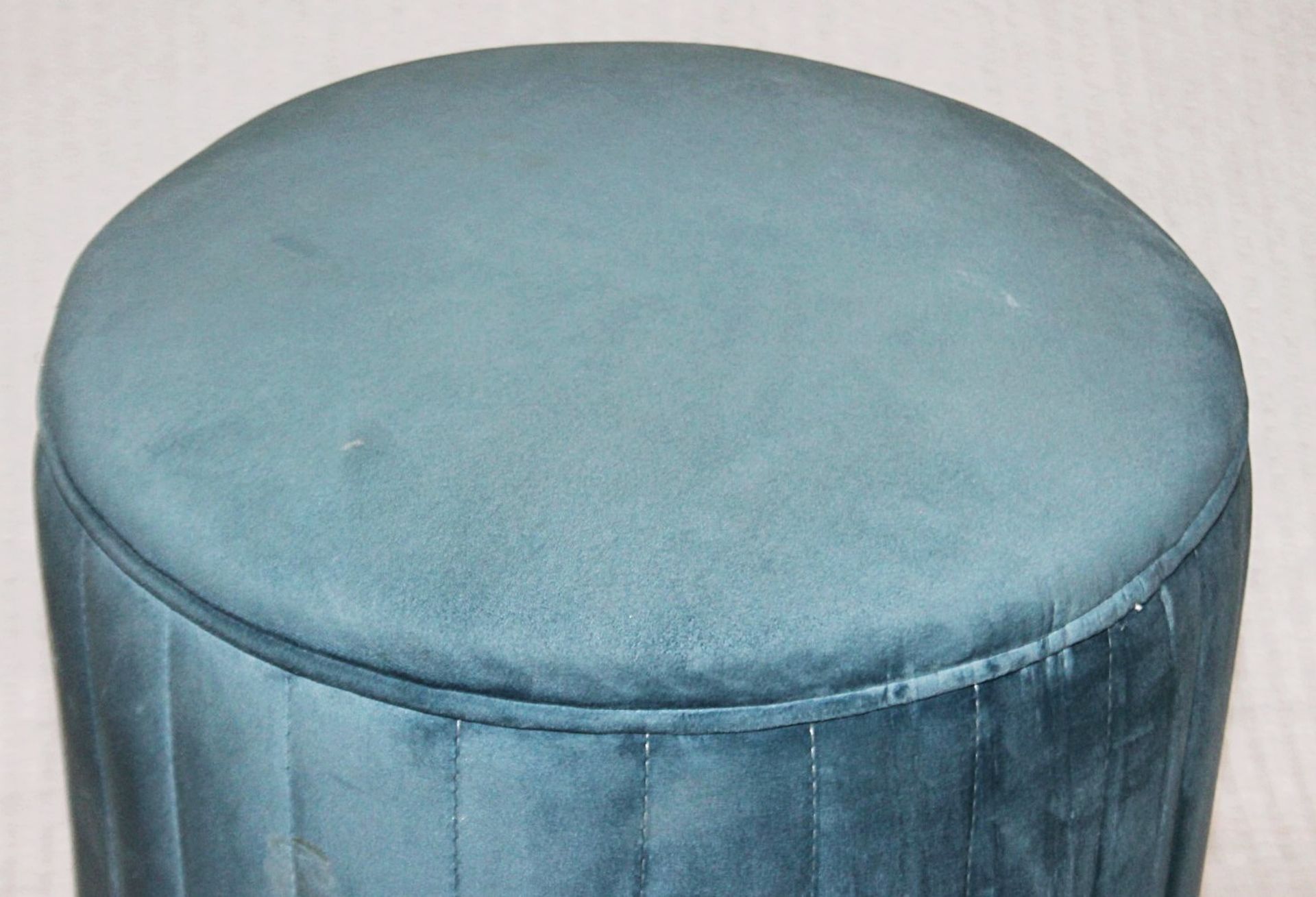 1 x EICHHOLTZ 'Allegra' Luxury Teal Velvet Vanity Stool, With A Brass Base - Original Price £850.00 - Image 6 of 9