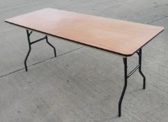 3 x Wooden Trestle Tables With Folding Tubular Metal Legs - From An Exclusive Property
