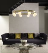 1 x Huge Luxury Statement Circular 8-Light Chandelier In Brass With Opal Shades - Price £3,540