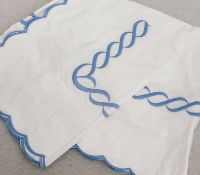 1 x PRATESI 'Treccia' Luxury Italian Angel Skin Egyptian Sham With Light Blue Embroidered Detail