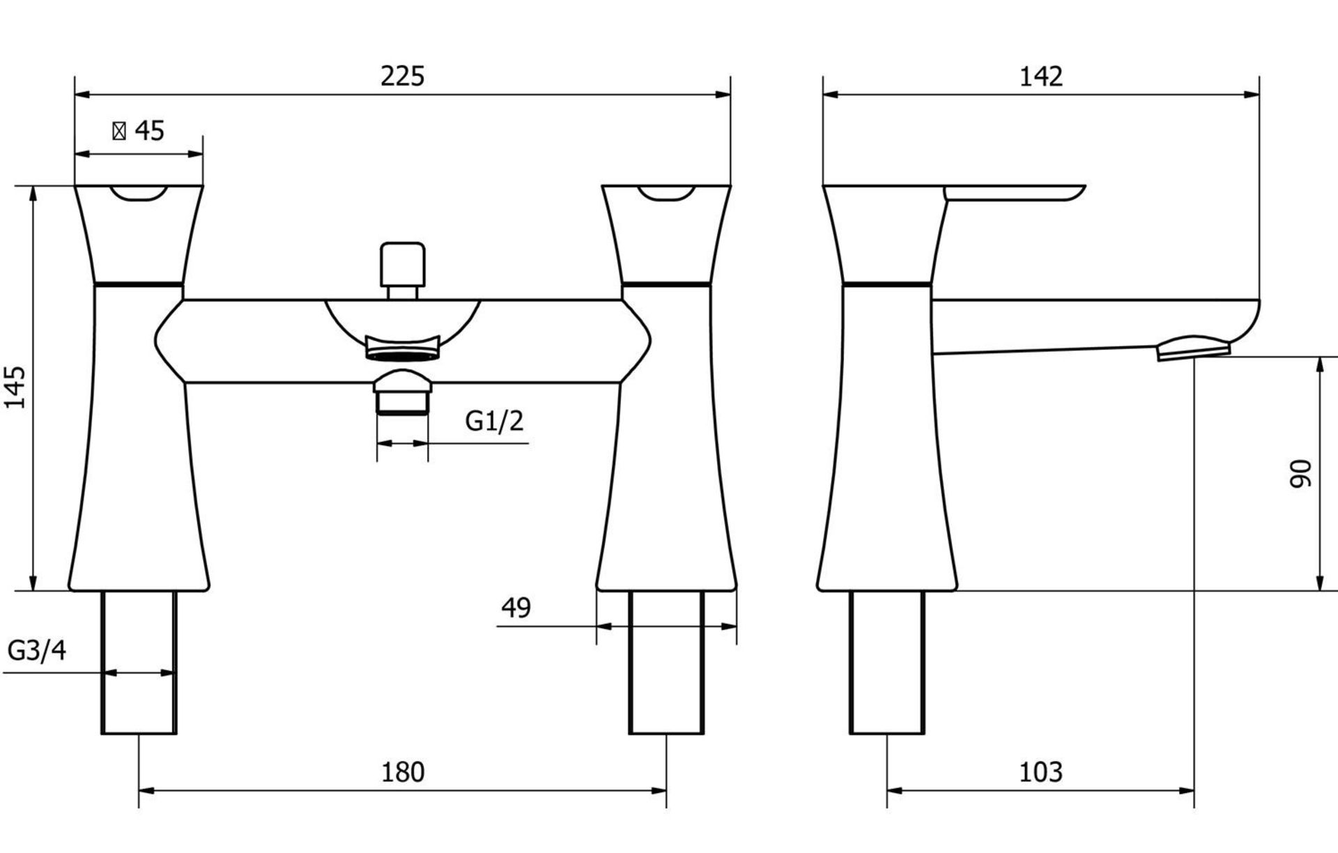 1 x CASSELLIE 'Pedras' Modern Bath Shower Mixer In Chrome - Ref: PED002 - New & Boxed Stock - RRP £ - Image 2 of 2