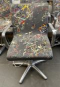 1 x REM Leather Stylist Chair Featuring Especially Commissioned Abstract Paintwork By A Renowned