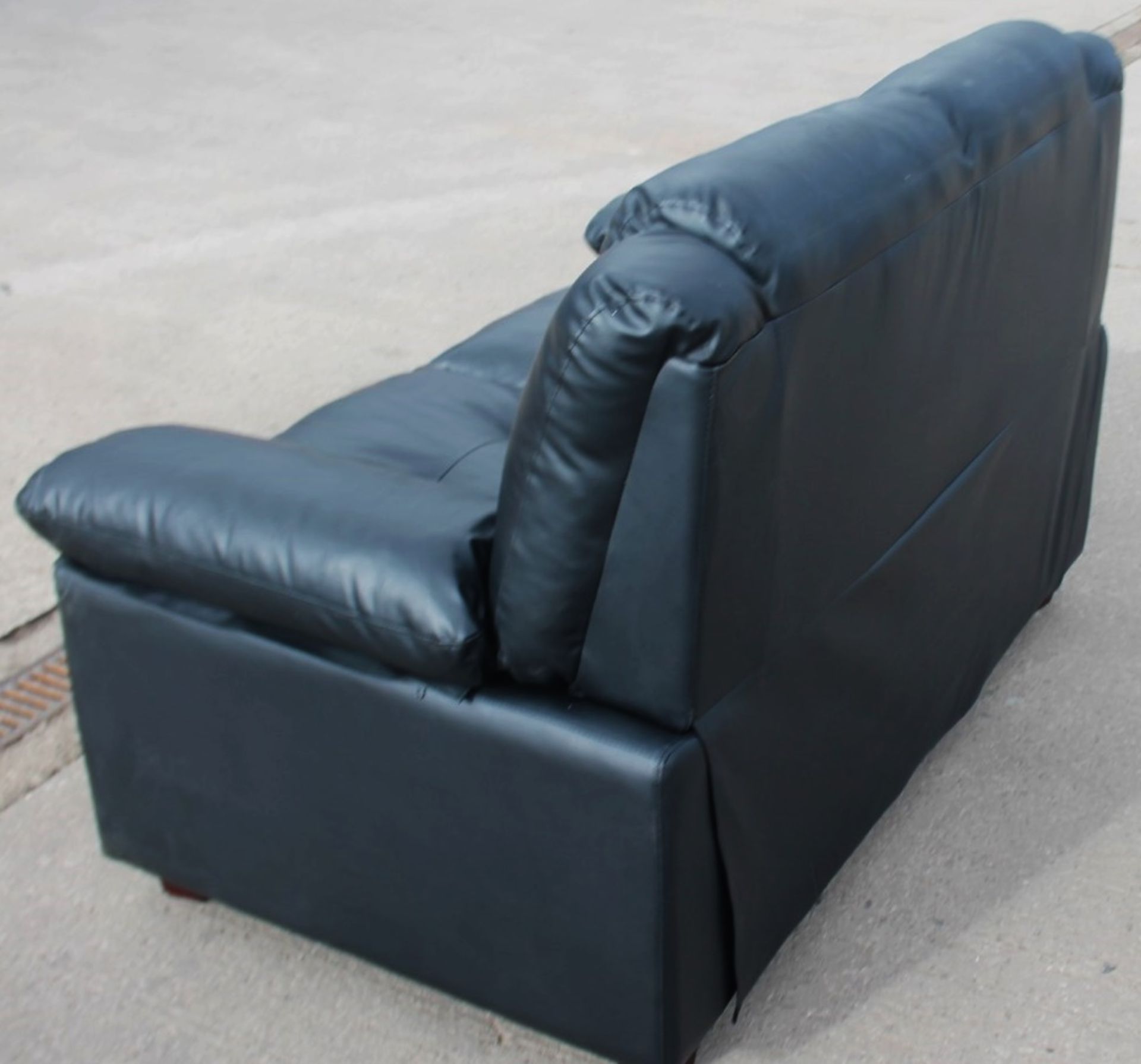 1 x 2-Seater Sofa, Upholstered In A Premium Black Faux Leather - From An Exclusive Property - NO VAT - Image 4 of 4