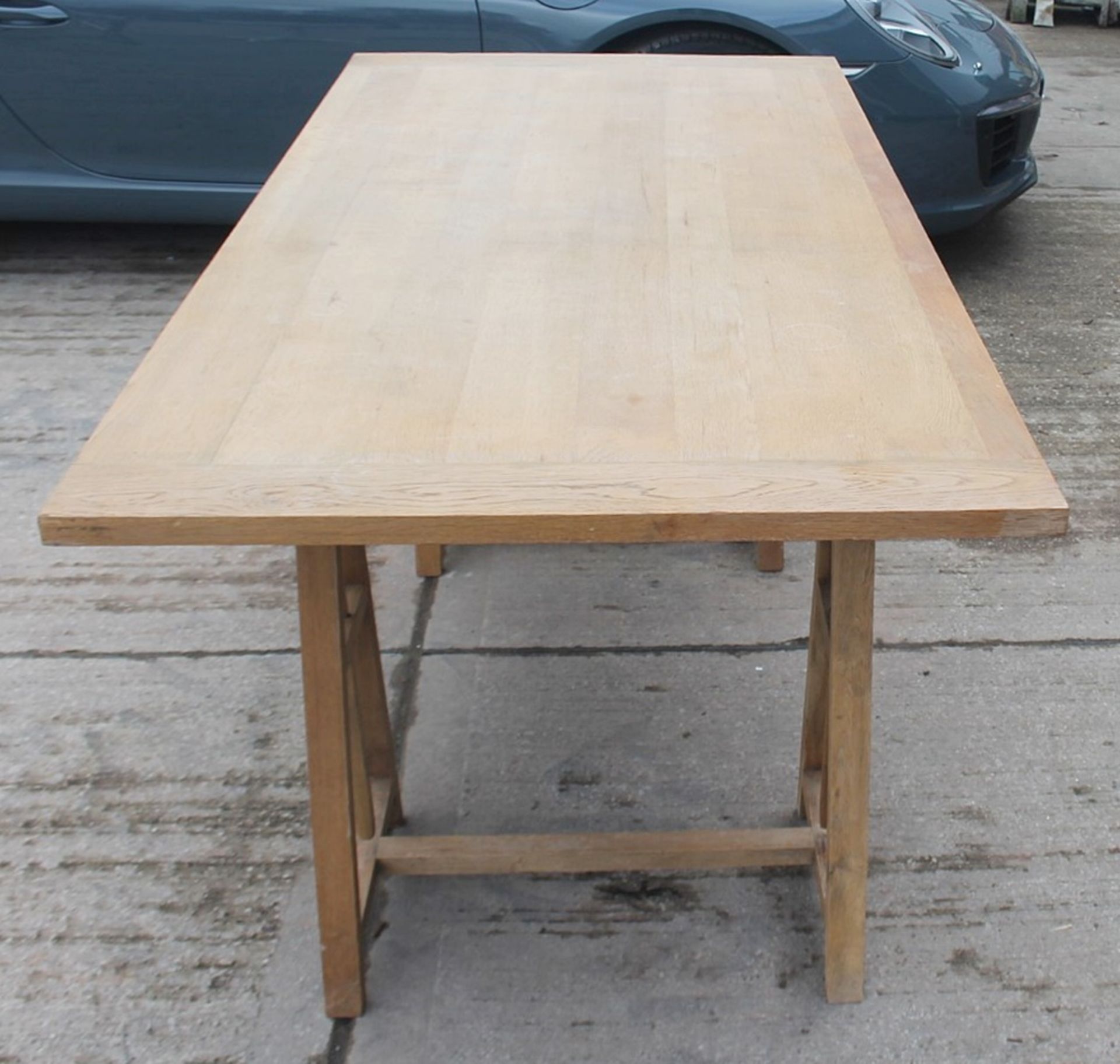 1 x Solid Wood Trestle Dining Table - Recently Relocated From An Exclusive Property - RRP £750.00 - Image 5 of 10