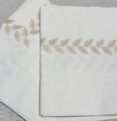 Set Of 2 PRATESI Bisanzio Golden Embroidered On Egyptian Cotton Angel Skin Shams 65x65cm