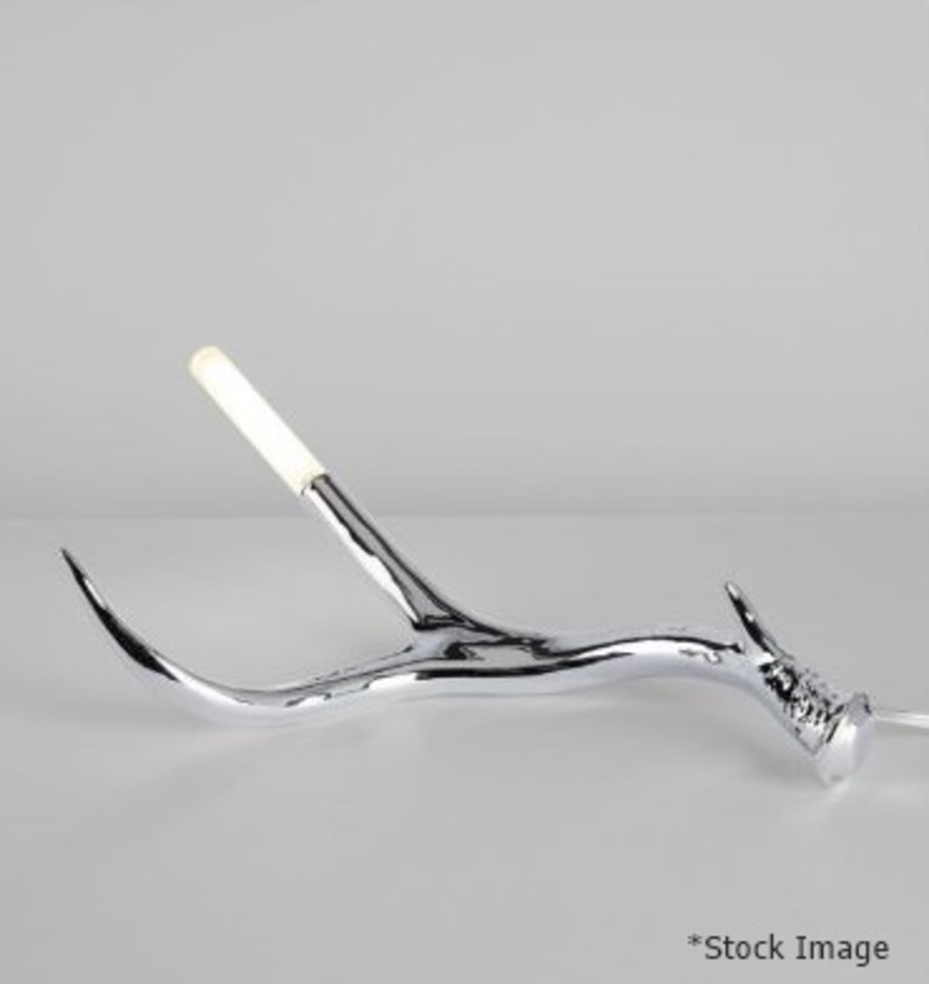 1 x ROLL & HILL 'Superordinate Antler' Designer Ceramic Table Lamp With A Chrome Finish - RRP £280