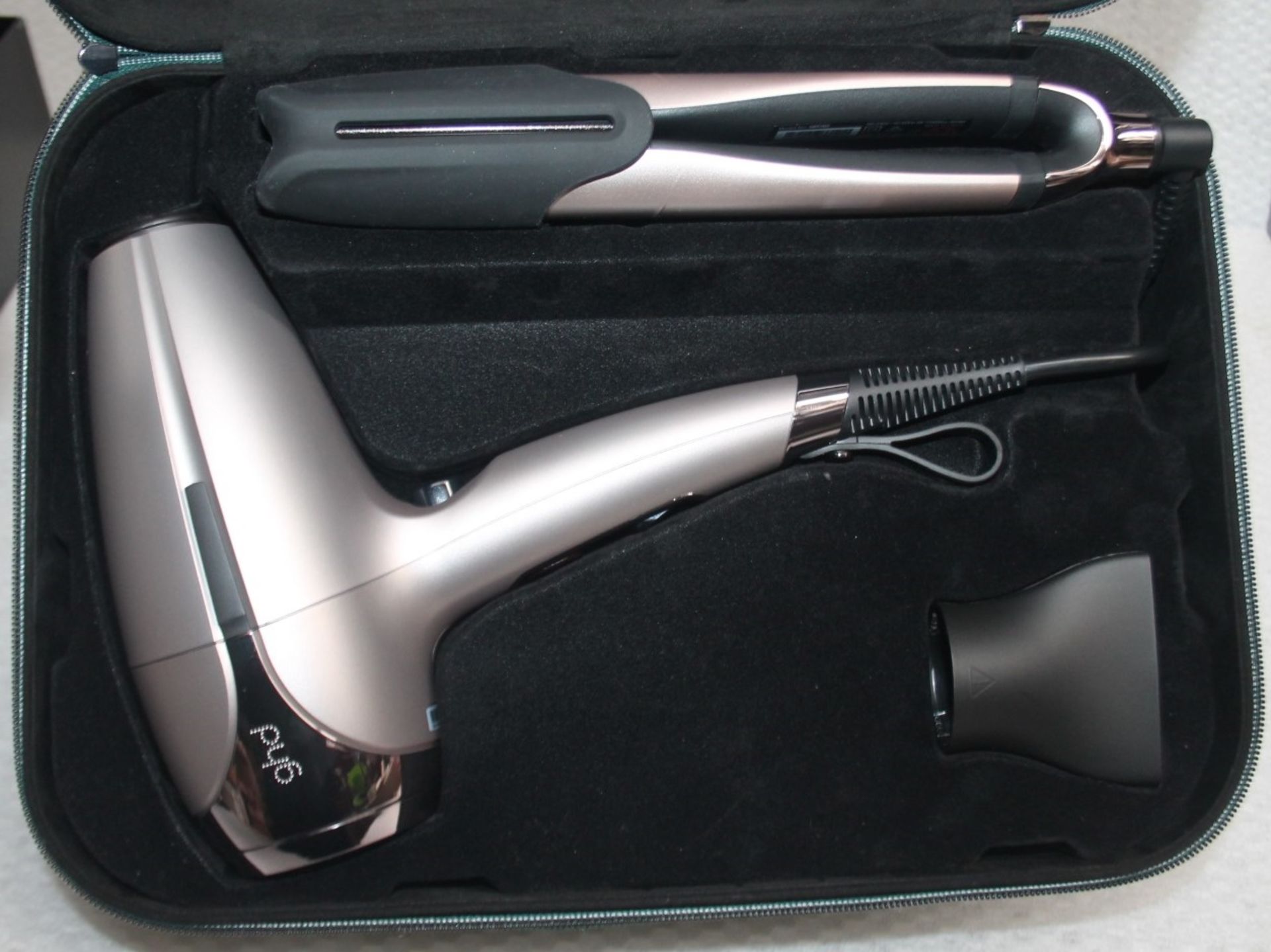 1 x GHD Platinum+ Styler & Helios Hair Dryer Gift Set With Green Case - Original Price £368.00 - Image 2 of 9