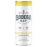 24 x Bodega Bay Hard Seltzer 250ml Alcoholic Sparkling Water Drinks - Elderflower Lemon & Mint