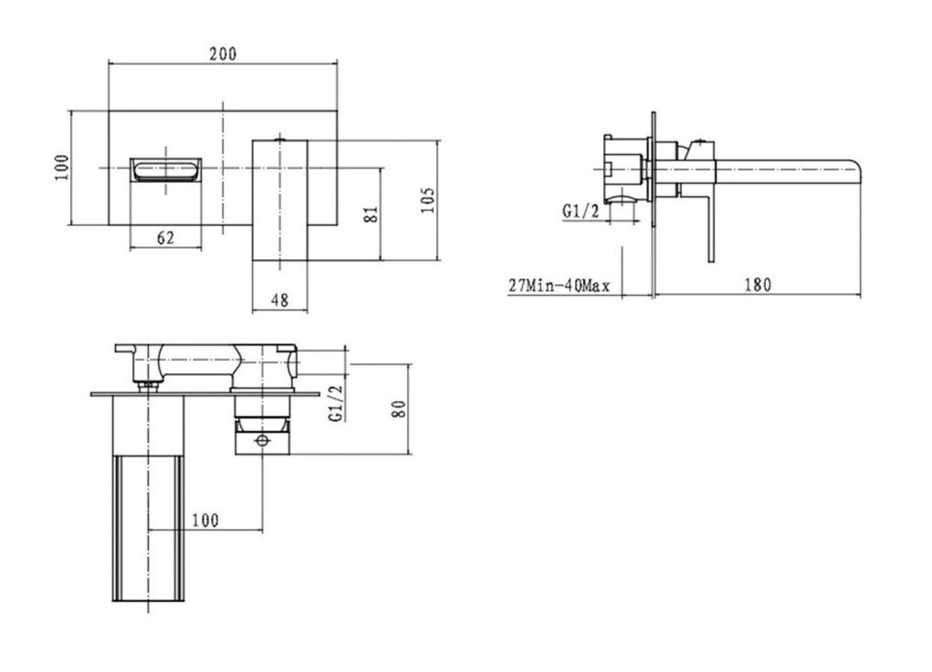 1 x Cassellie 'Dunk' Wall Mounted Waterfall Bath Tap - Ref: DUK016 - New & Boxed Stock - RRP 130. - Image 3 of 4