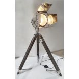 1 x Freestanding Spotlight Lamp With Wood Tripod - 90cm Tall - From An Exclusive Property - NO VAT