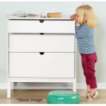 1 x STOKKE White Three Drawer Beechwood And MDF Home Dresser *Comes In 2 Boxes