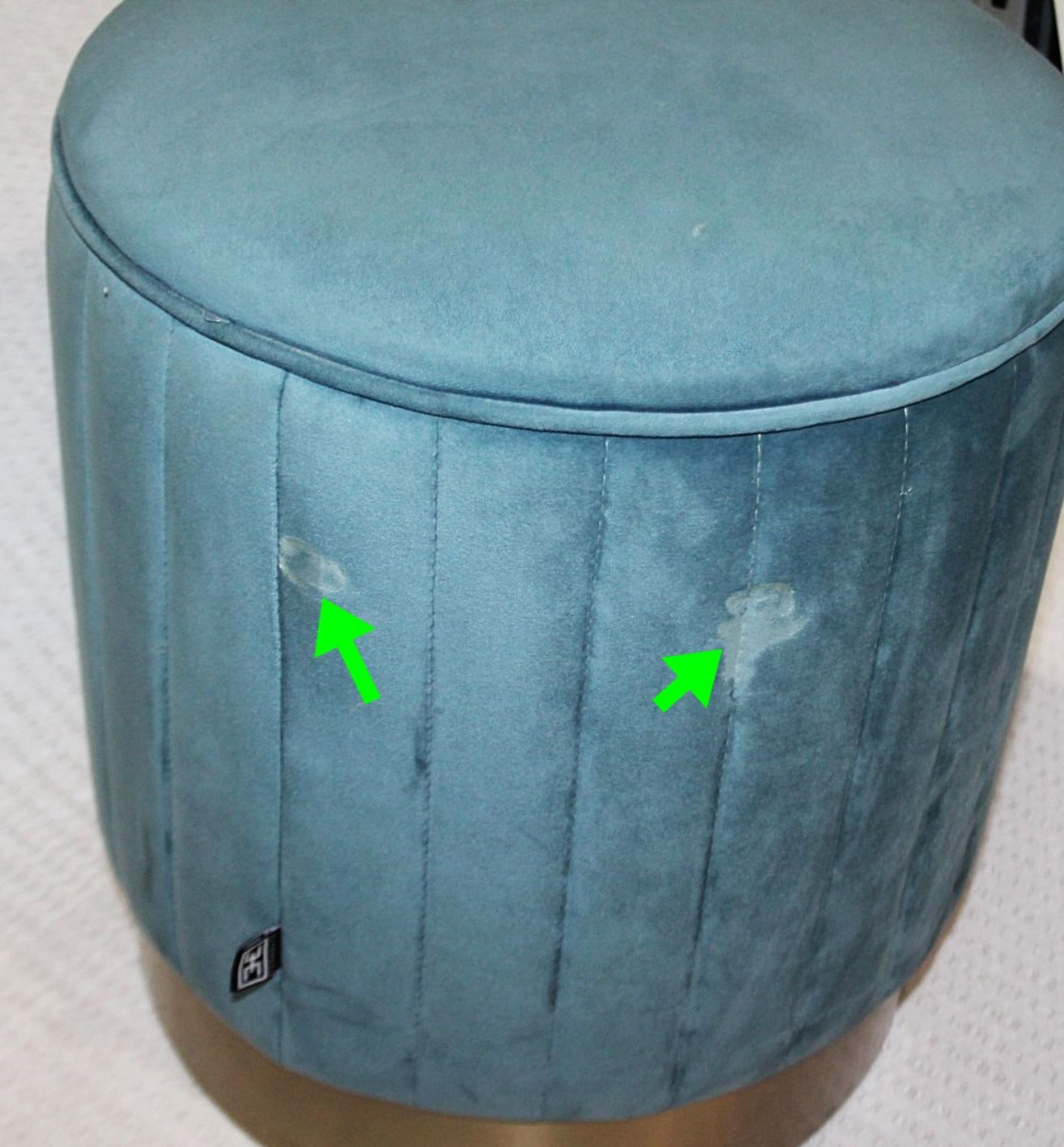 1 x EICHHOLTZ 'Allegra' Luxury Teal Velvet Vanity Stool, With A Brass Base - Original Price £850.00 - Image 7 of 9