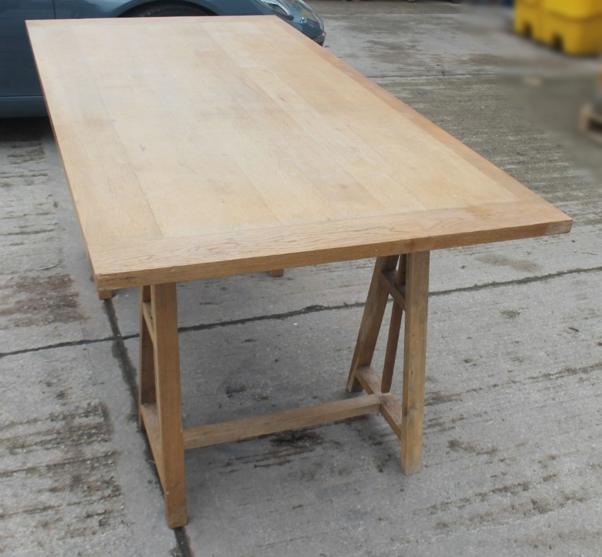 1 x Solid Wood Trestle Dining Table - Recently Relocated From An Exclusive Property - RRP £750.00 - Image 8 of 10