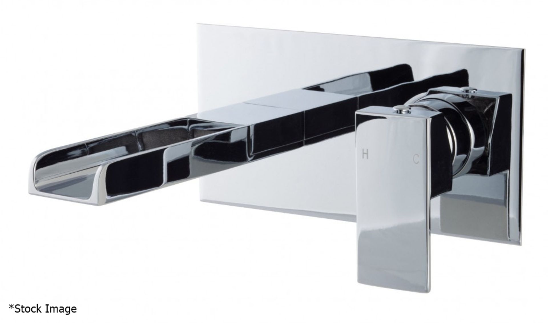 1 x CASSELLIE 'Dunk' Wall Mounted Waterfall Basin Mixer With A Polished Chrome Finish - Ref: