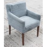 1 x SITS 'Venezia' Upholstered Designer Chair In A Grey Cotton-rich Fabric, With Wooden Legs