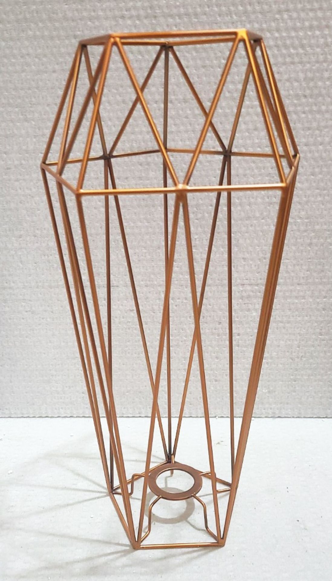 1 x CHELSOM Diamond Table Lamp Copper Metal Cage Shade Geometric Style