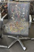 1 x REM Leather Stylist Chair Featuring Especially Commissioned Abstract Paintwork By A Renowned