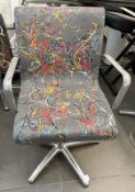 1 x REM Leather Stylist Chair Featuring Especially Commissioned Abstract Paintwork By A Renowned