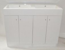 1 x Gloss White 1200mm 4-Door Double Basin Freestanding Bathroom Cabinet - New & Boxed Stock - CL307