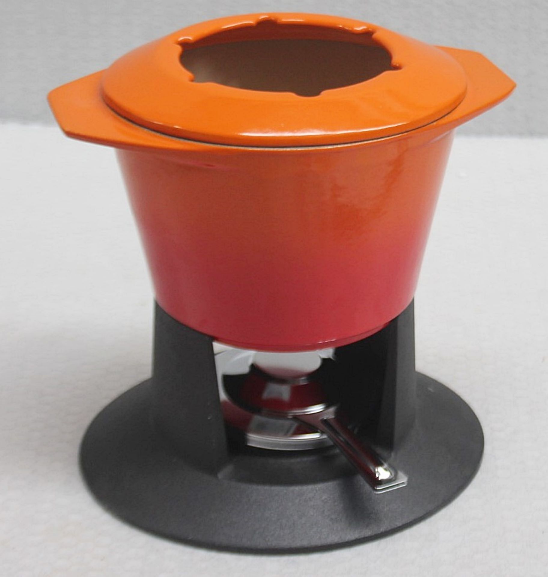 1 x LE CREUSET Signature Enamelled Cast Iron Fondue Set In Volcanic Orange - Original RRP £235.00 - Image 3 of 14