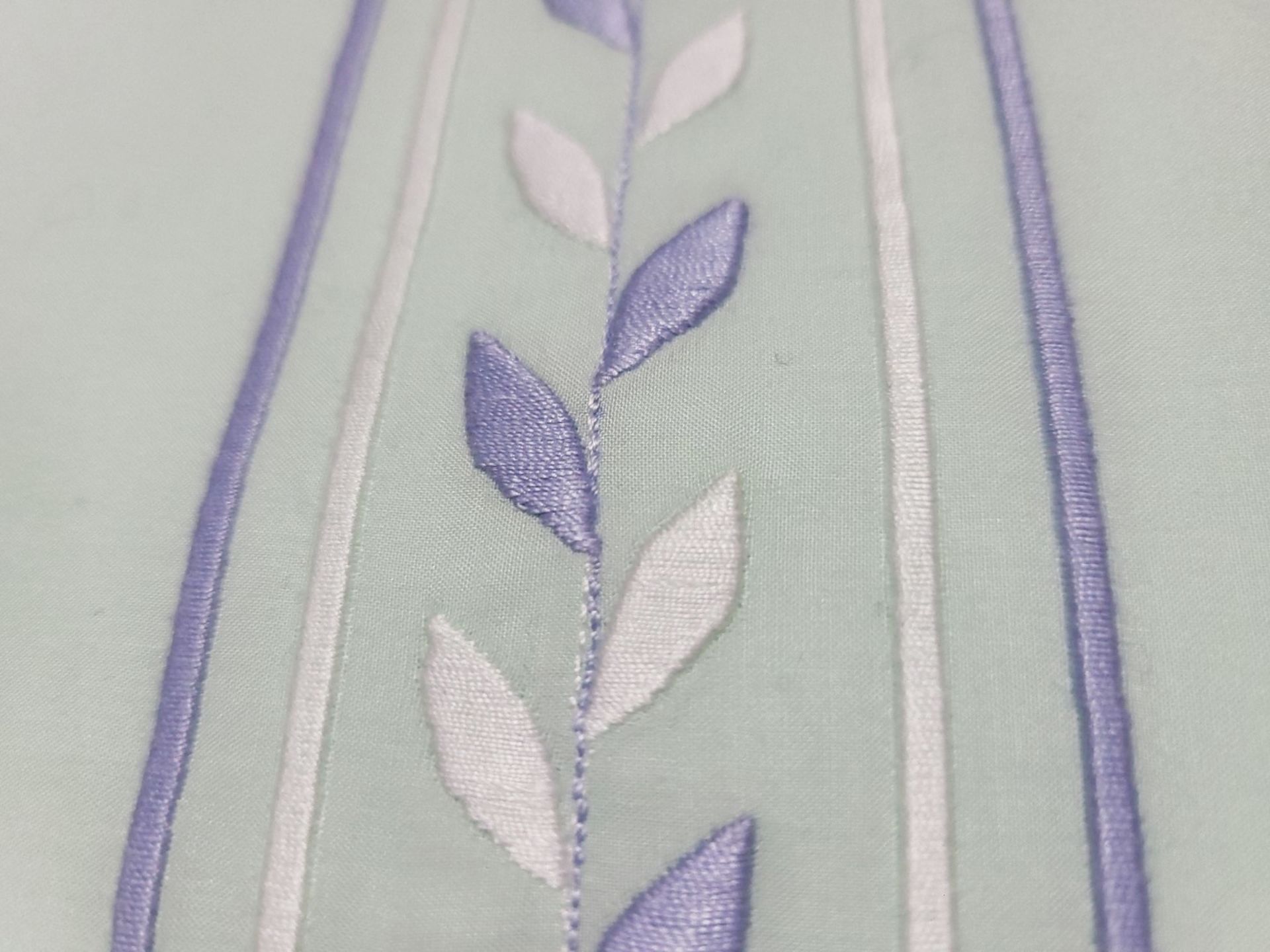 Set of 2 x PRATESI 'Impero' Blue & White Embroidered & Hem Stitched Teal Pillow Shams - Image 4 of 4