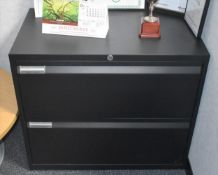 1 x 2 Drawer Metal Filing Cabinets in Black - Size: H70  x W80 x D47 cms - Ref: C211 - CL816 -