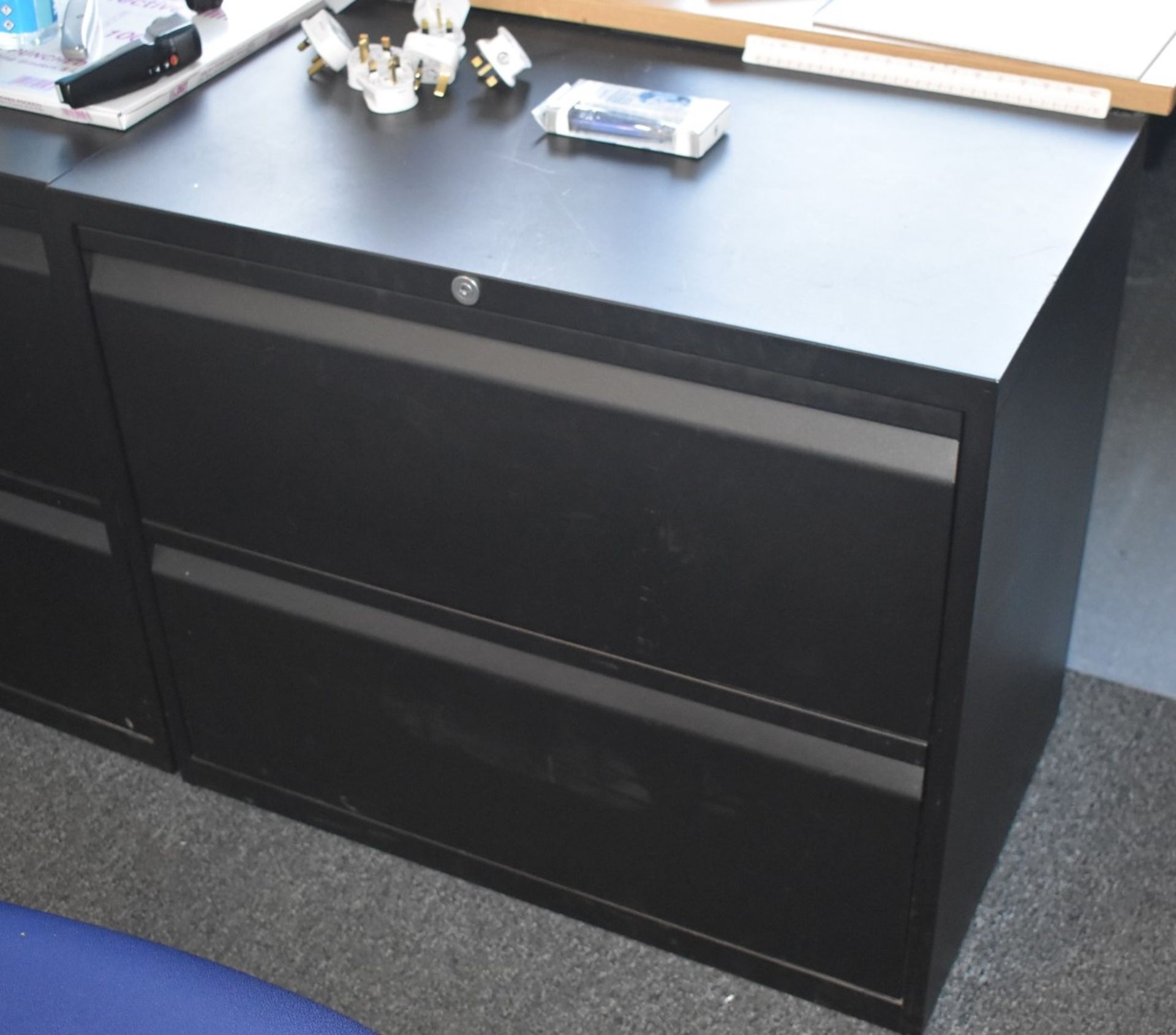 1 x 2 Drawer Metal Filing Cabinets in Black - Size: H70  x W80 x D47 cms - Ref: C209 - CL816 - - Image 2 of 5