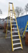 1 x Fibreglass Site Ladder With 12 Treads - Suitable For Working Around Thermal or Electrical Danger