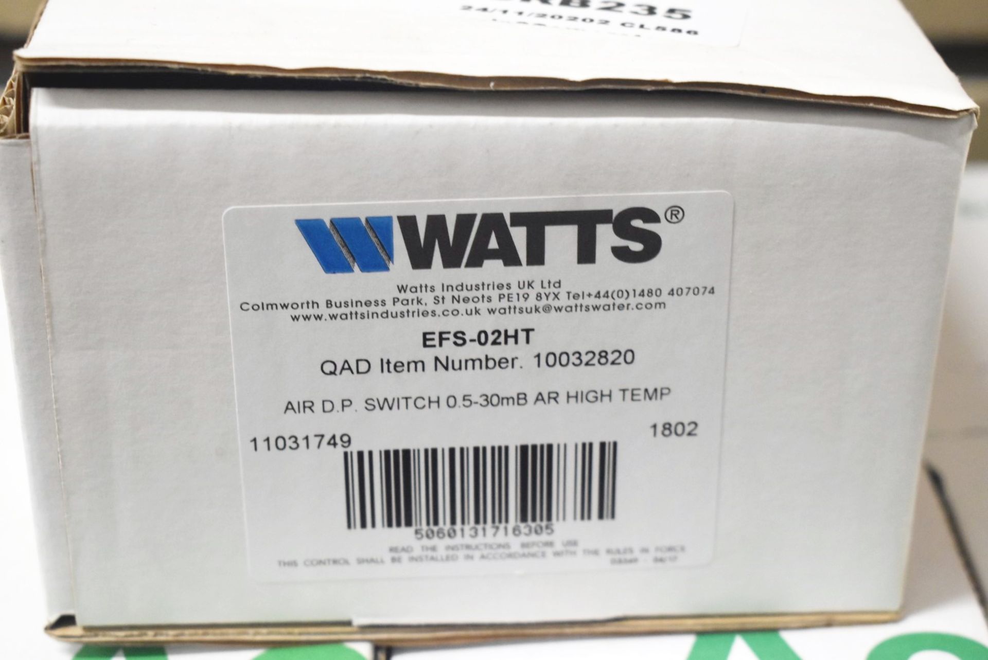 1 x Watts EFS-02HT Air D.P. Switch 0.5-30mB AR High Temp - Unused Boxed Stock - Ref: SRB235 - CL816 - Image 3 of 4