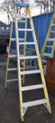 1 x Fibreglass Site Ladder With 7 Treads - Suitable For Working Around Thermal or Electrical Dangers