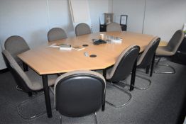 1 x Boardroom Meeting Table With 9 Gordon Russell Cushioned Chairs - Size: H71 x W280 x D150 cms
