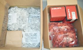 1 x Assorted Hilti Job Lot - Nail Gun Nails, Fire Resistant Cable Clips & Cable Tie Mounts RRP £850