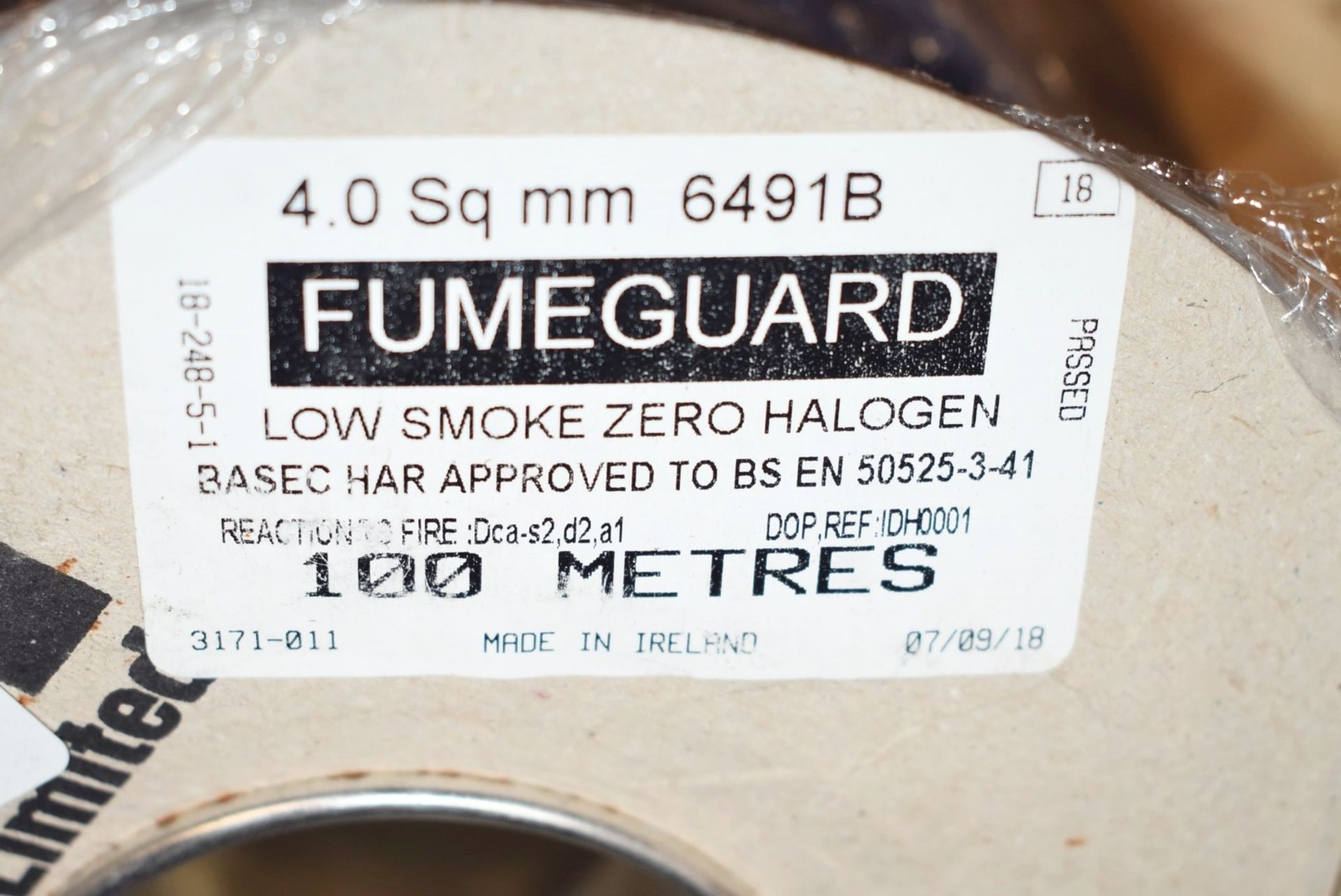 1 x Reel of 4.0 Sq mm Fumeguard Low Smoke Zero Halogen Blue Wire - Ref: C498 - CL816 - Location: Bir - Image 2 of 3