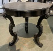 1 x Round Black Painted Wooden Table - Approx 70(D) X 70(H) Cm - Ref: J119 - CL531 - Location: