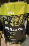 1 x 20 Litre Can Of Olleco Rapeseed Oil Extended Life Non Gm - General Purpose Frying Oil - Ref: