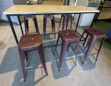 1 x Rectangular Bar Table And 6 x Metal Bar Stools - Ref: FGN068 - CL834 - Location: Essex, RM19 Dim