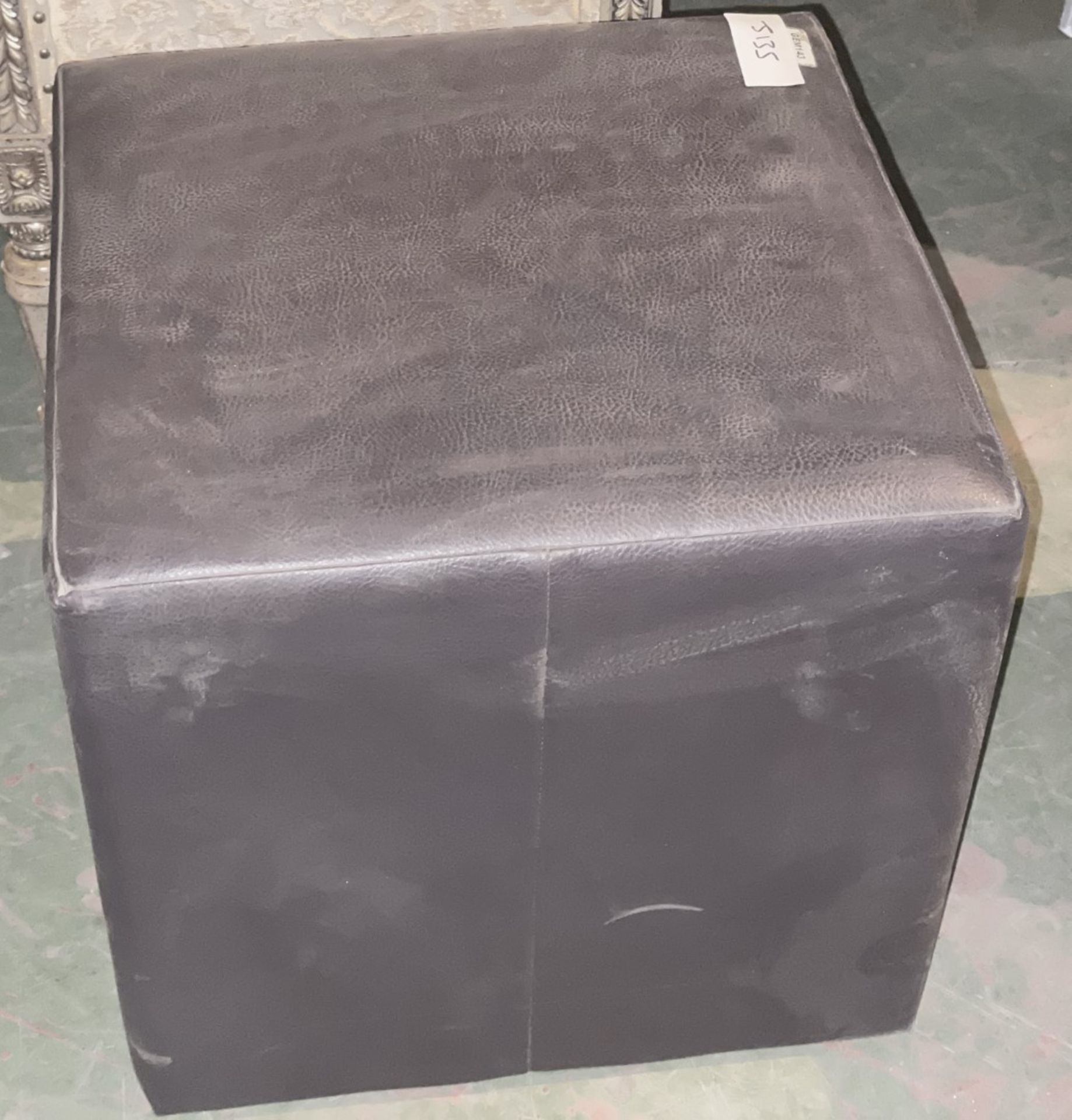 1 x Black Faux Seating Cube/Footstool - 52 X 52 X 55Cm - Ref: J135 - CL531 - Location: Essex, RM19 - Image 4 of 5