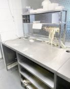 1 x Food Preparation Table With Three Shelves And Space For Freestanding Unit With Dispenser Rack