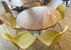1 x Large Round Table With Five Chairs In Yellow/Green - Approx: 1100mm Diameter - Ref: RSS202