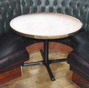 1 x Round Restaurant Table With a 105cm Diameter - Features a Two Tone Wooden Top and Cast Iron Base