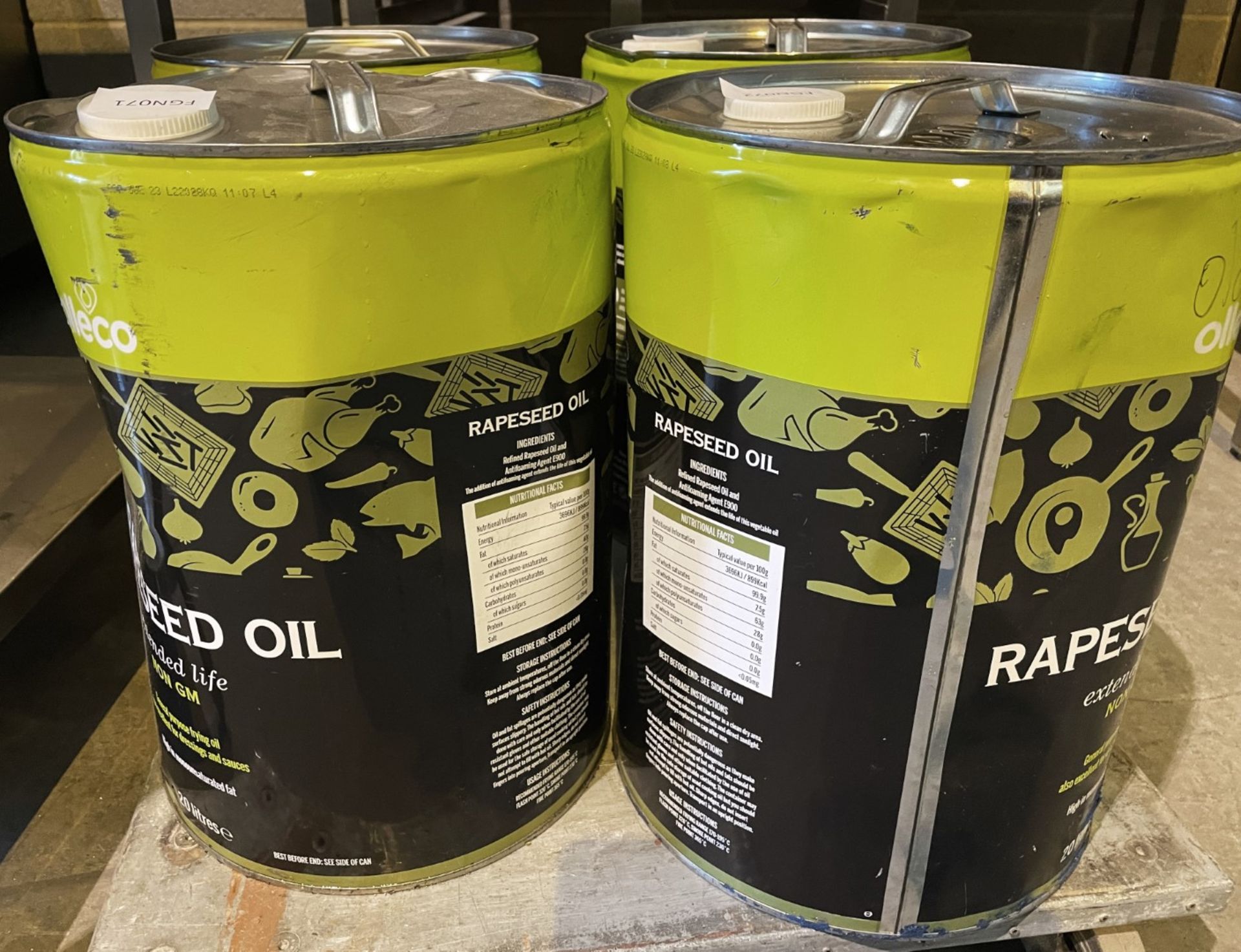 1 x 20 Litre Can Of Olleco Rapeseed Oil Extended Life Non Gm - General Purpose Frying Oil - Ref: - Image 6 of 9