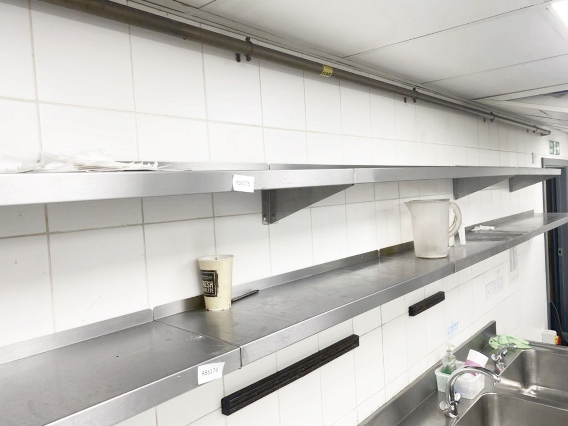 4 x  Wall Mounted Stainless Steel Storage Shelves - Approx: 3 X 1000Mm, 1 X 1400mm - Ref: RSS176 -
